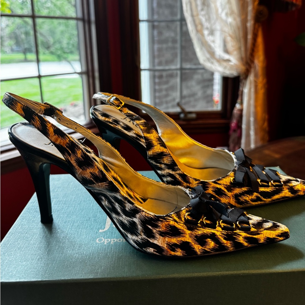 Leapord Print Bow Kitten Heels